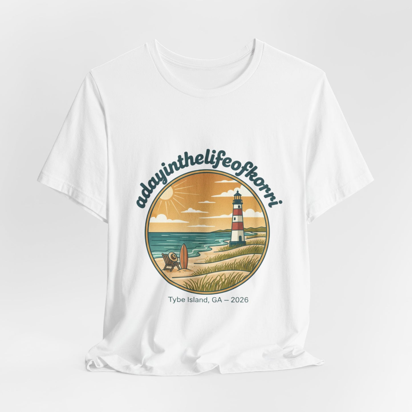 Coastal Sunset Tee — "adayinthelifeofhorry" Tybee Island Lighthouse Graphic T-Shirt