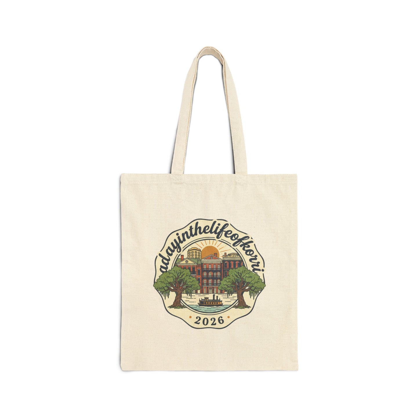 Canvas Tote Bag — Day at the Lake Retro Badge Graphic (2026)