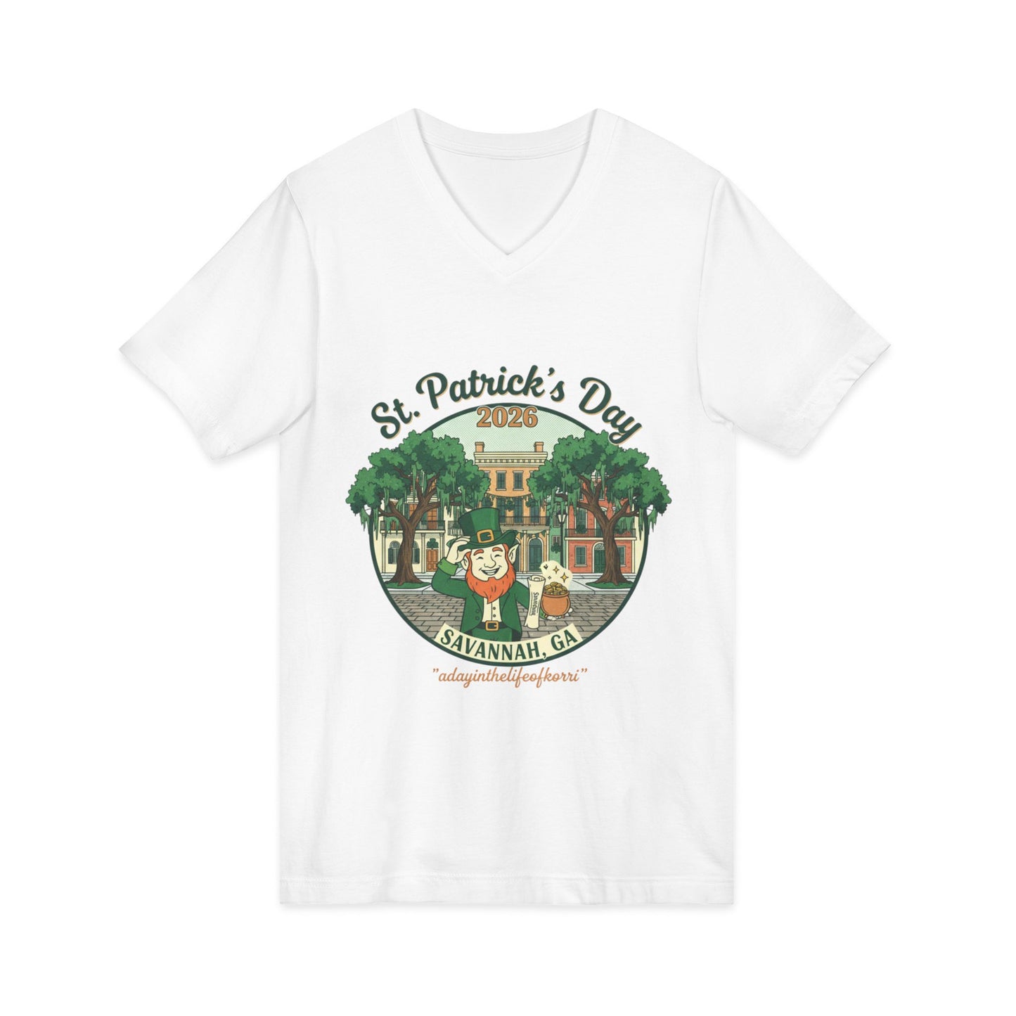 St. Patrick’s Day Savannah V-Neck Tee — Cute Savannah Irish Parade Design