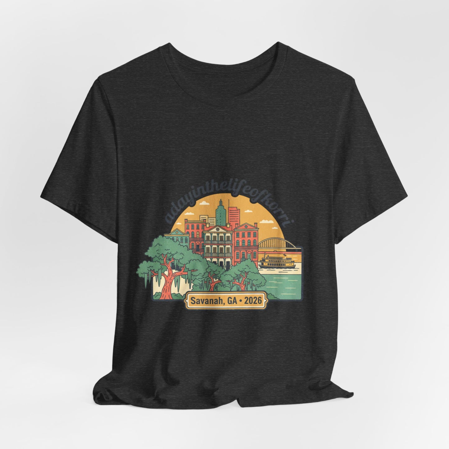 Savannah, GA 2026 Souvenir Tee — "A Day in the Life of Henri" Travel T-Shirt