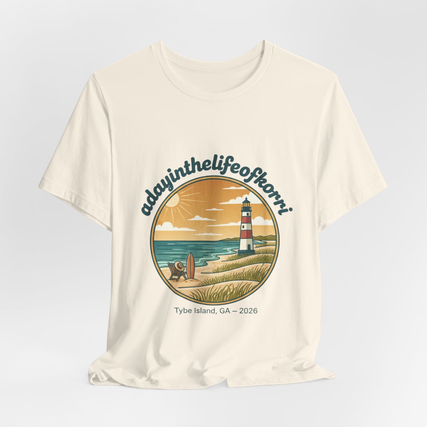 Coastal Sunset Tee — "adayinthelifeofhorry" Tybee Island Lighthouse Graphic T-Shirt
