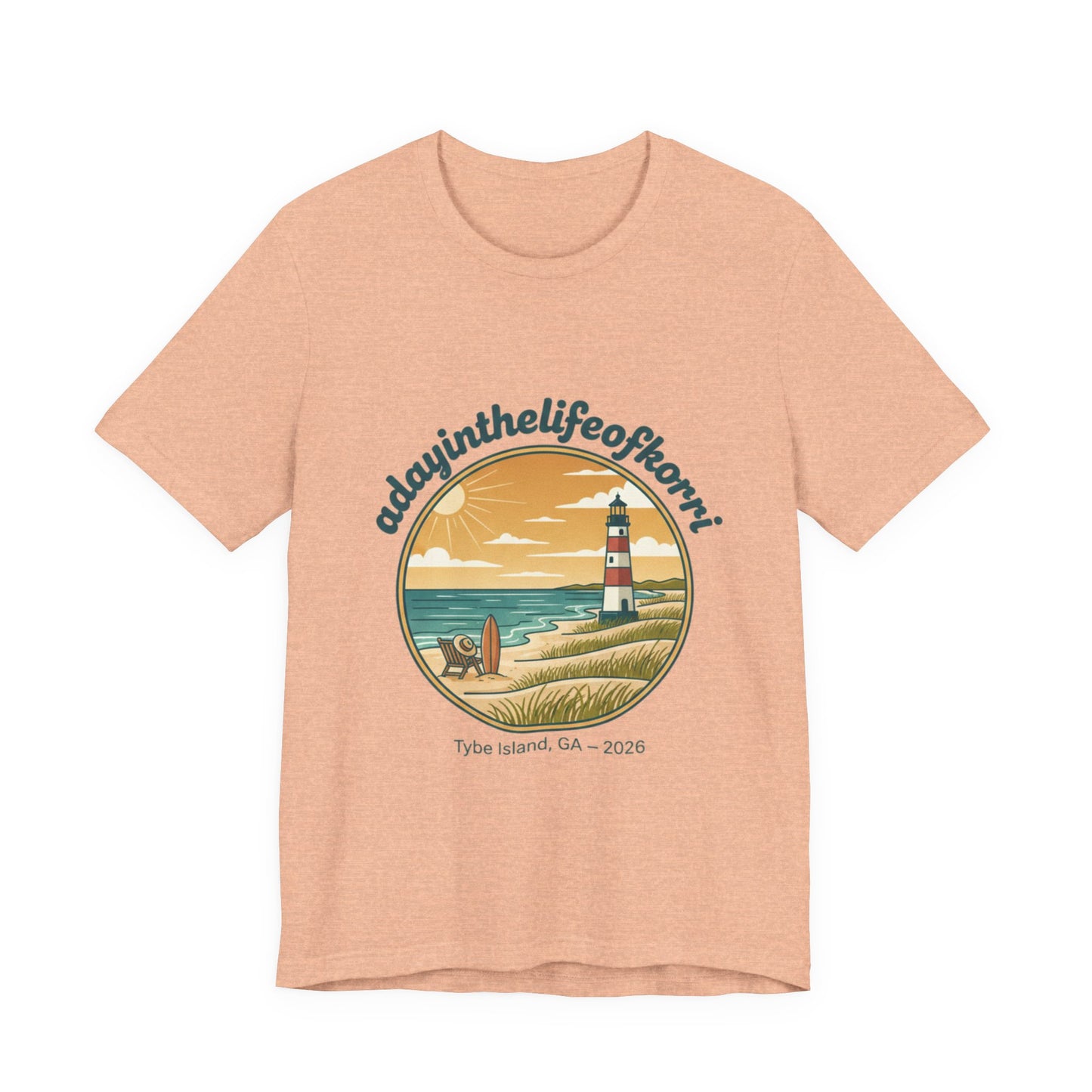 Coastal Sunset Tee — "adayinthelifeofhorry" Tybee Island Lighthouse Graphic T-Shirt
