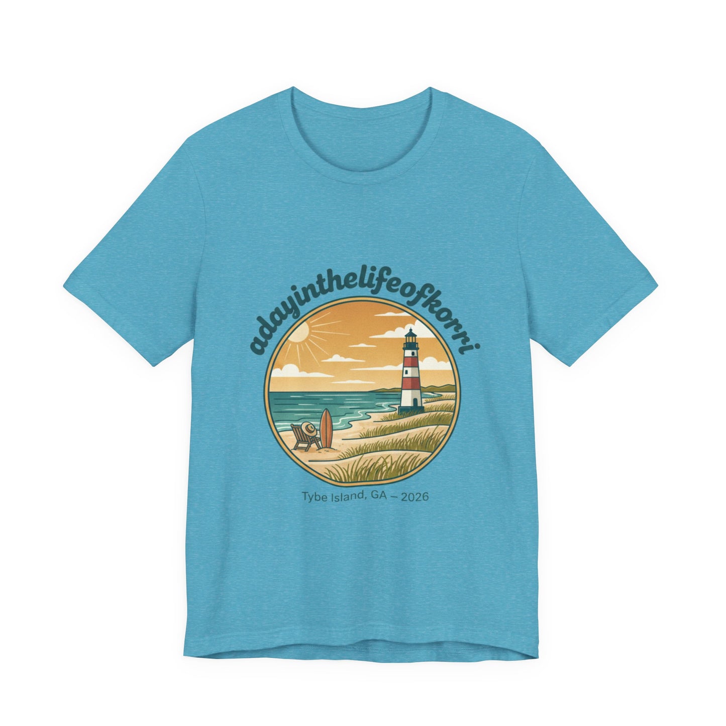 Coastal Sunset Tee — "adayinthelifeofhorry" Tybee Island Lighthouse Graphic T-Shirt