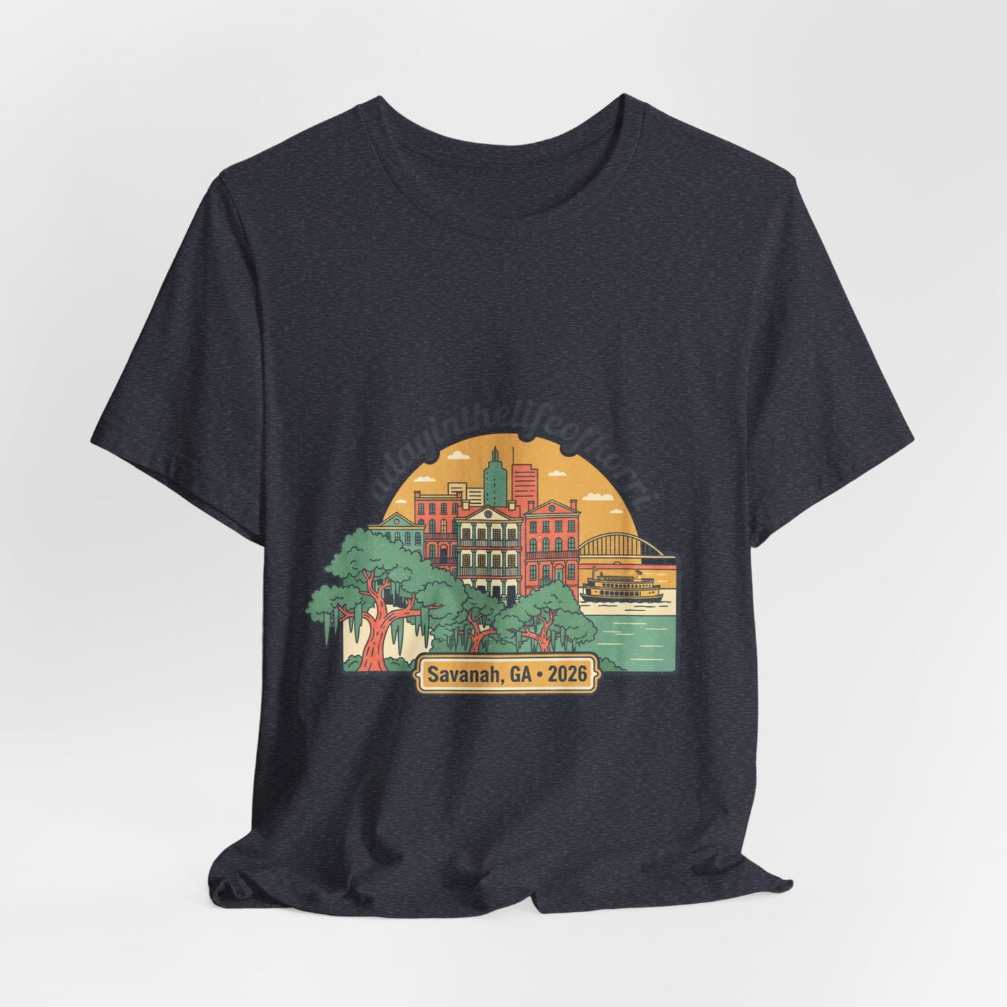 Savannah, GA 2026 Souvenir Tee — "A Day in the Life of Henri" Travel T-Shirt