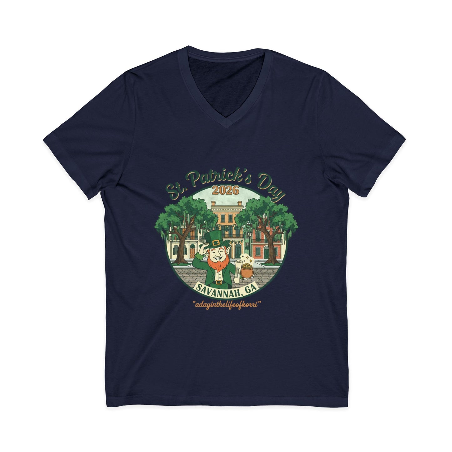 St. Patrick’s Day Savannah V-Neck Tee — Cute Savannah Irish Parade Design