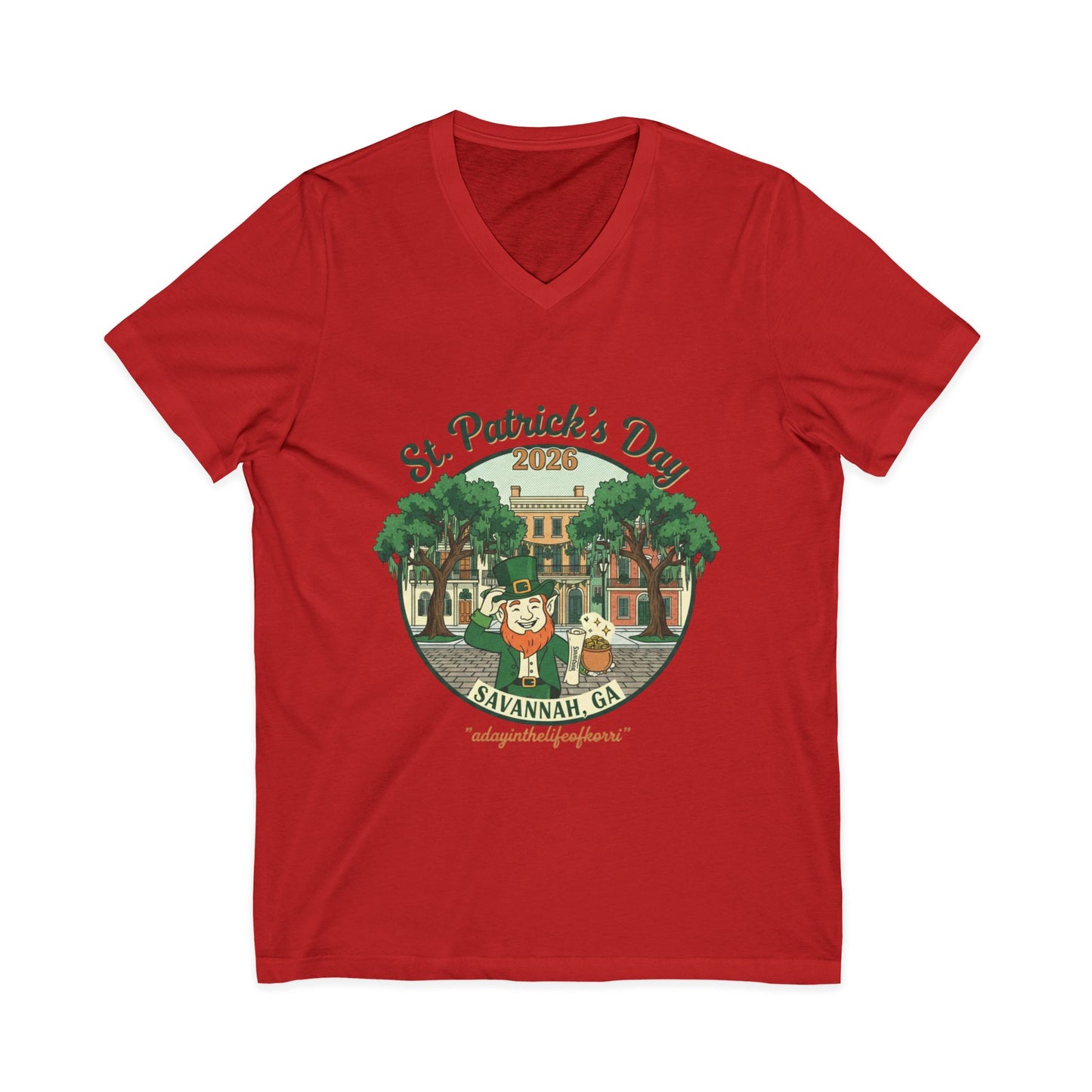 St. Patrick’s Day Savannah V-Neck Tee — Cute Savannah Irish Parade Design