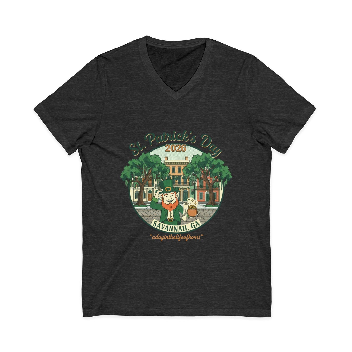 St. Patrick’s Day Savannah V-Neck Tee — Cute Savannah Irish Parade Design