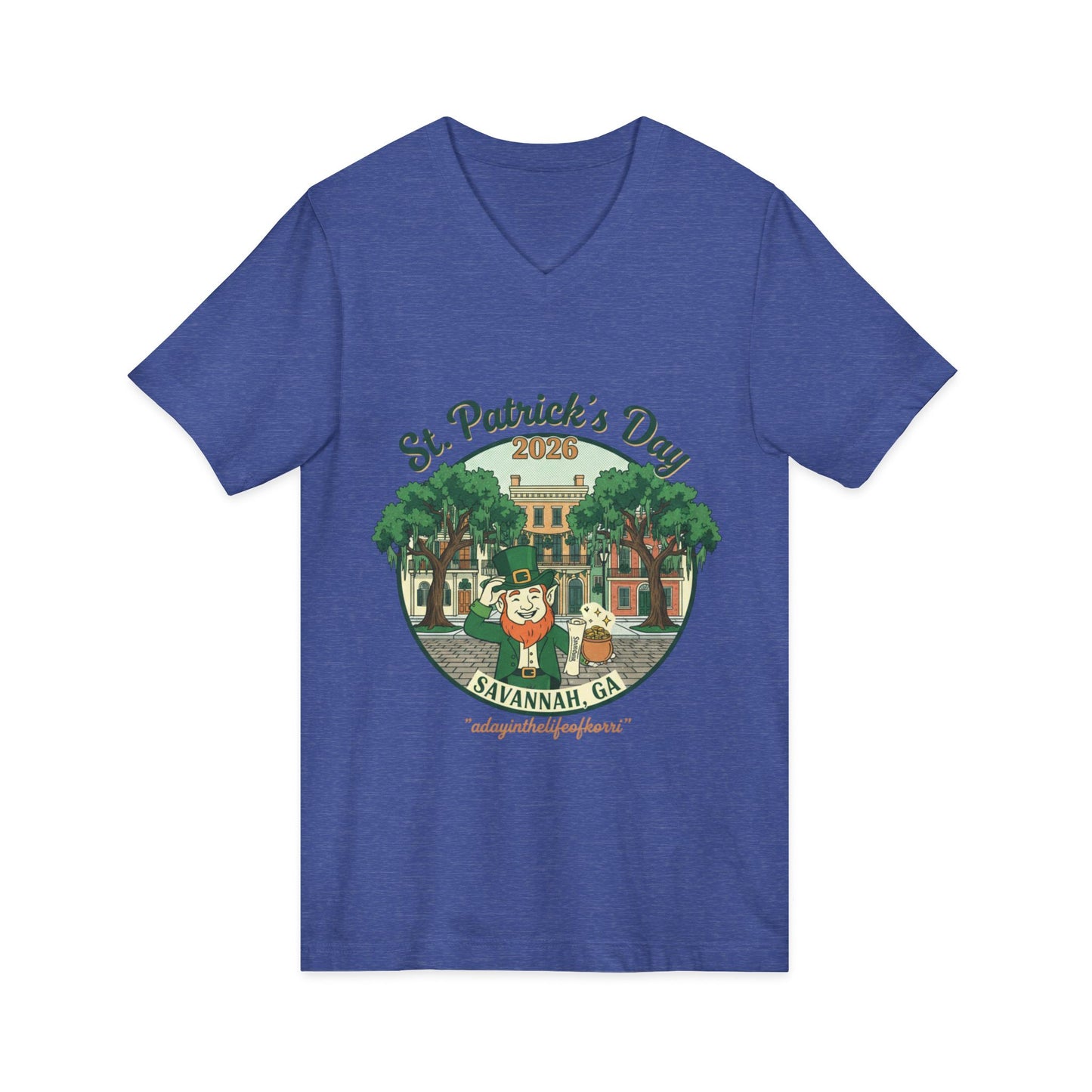 St. Patrick’s Day Savannah V-Neck Tee — Cute Savannah Irish Parade Design