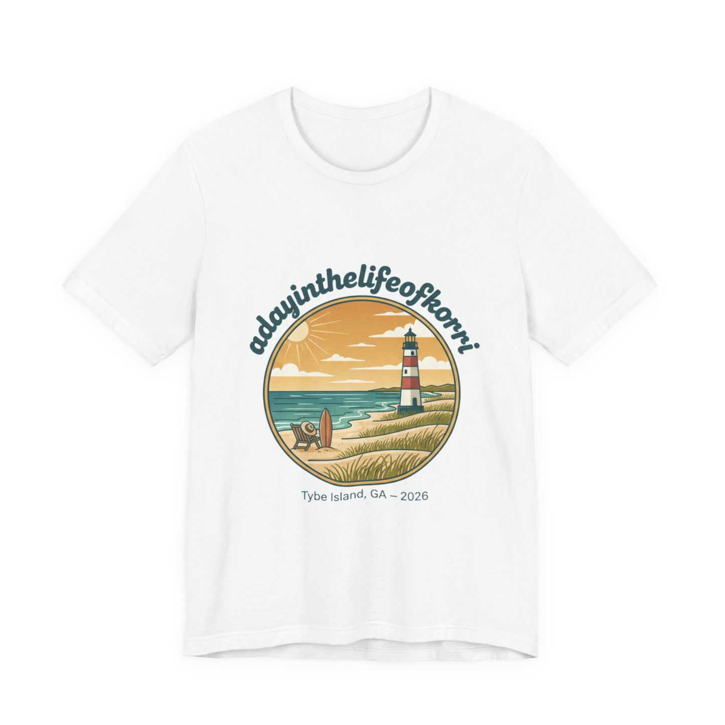 Coastal Sunset Tee — "adayinthelifeofhorry" Tybee Island Lighthouse Graphic T-Shirt