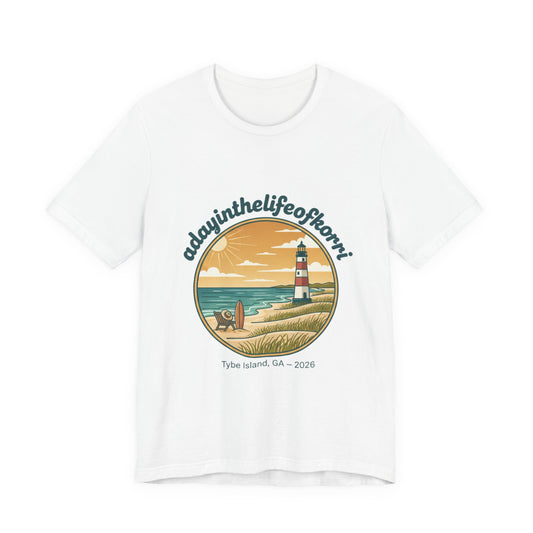 Coastal Sunset Tee — "adayinthelifeofhorry" Tybee Island Lighthouse Graphic T-Shirt