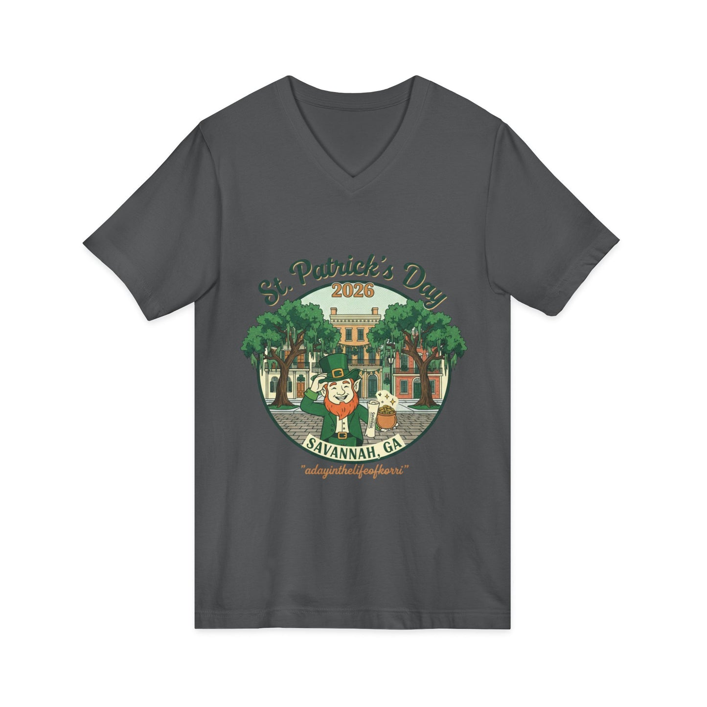St. Patrick’s Day Savannah V-Neck Tee — Cute Savannah Irish Parade Design