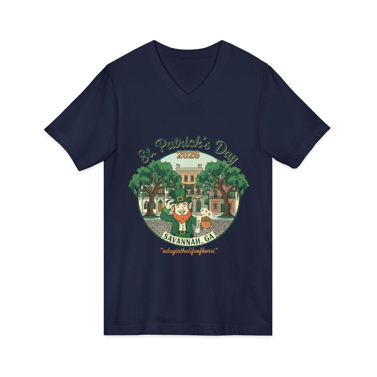 St. Patrick’s Day Savannah V-Neck Tee — Cute Savannah Irish Parade Design