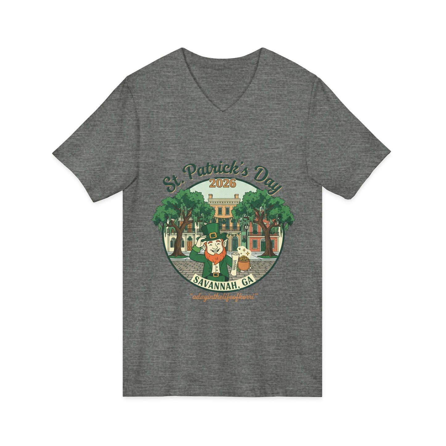 St. Patrick’s Day Savannah V-Neck Tee — Cute Savannah Irish Parade Design