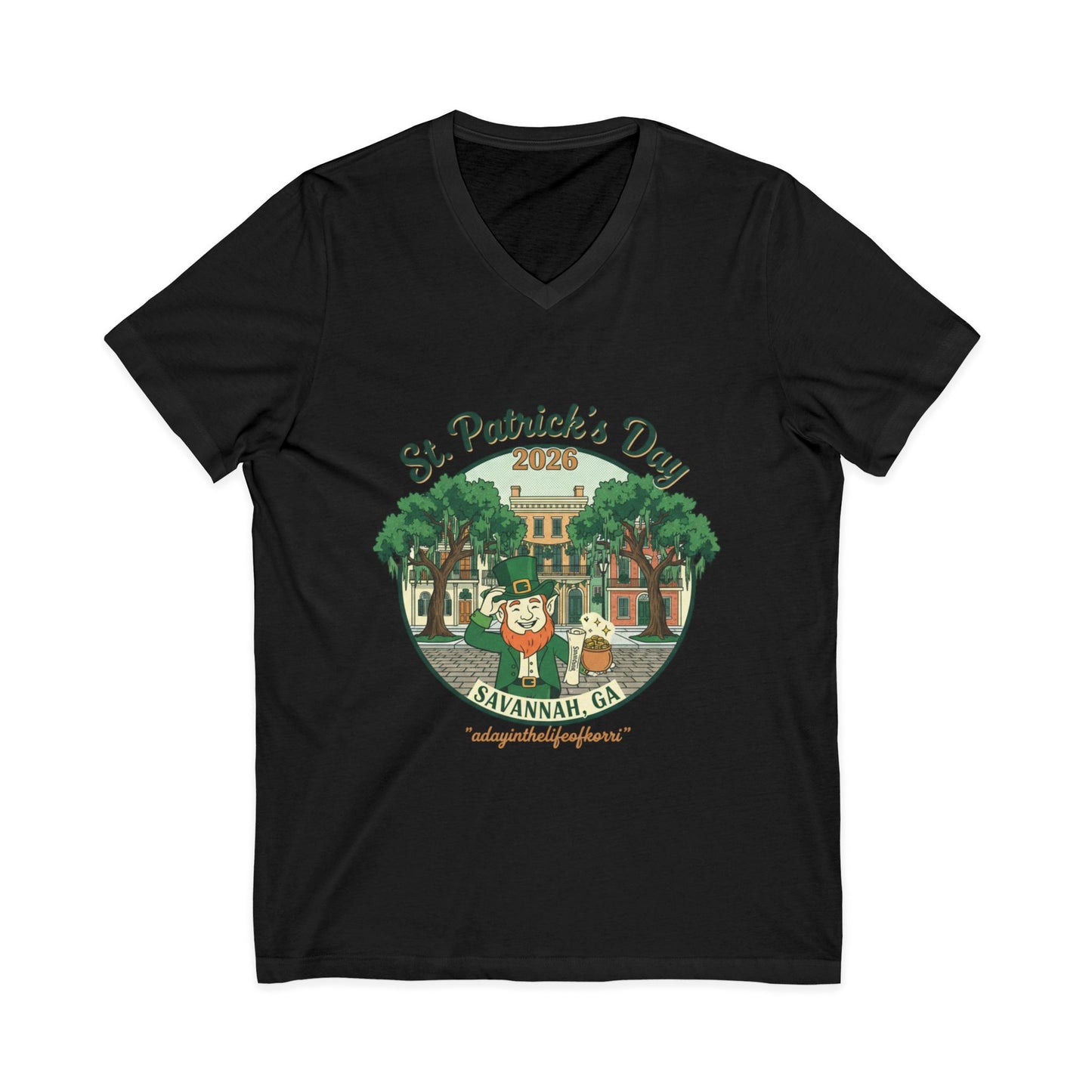 St. Patrick’s Day Savannah V-Neck Tee — Cute Savannah Irish Parade Design