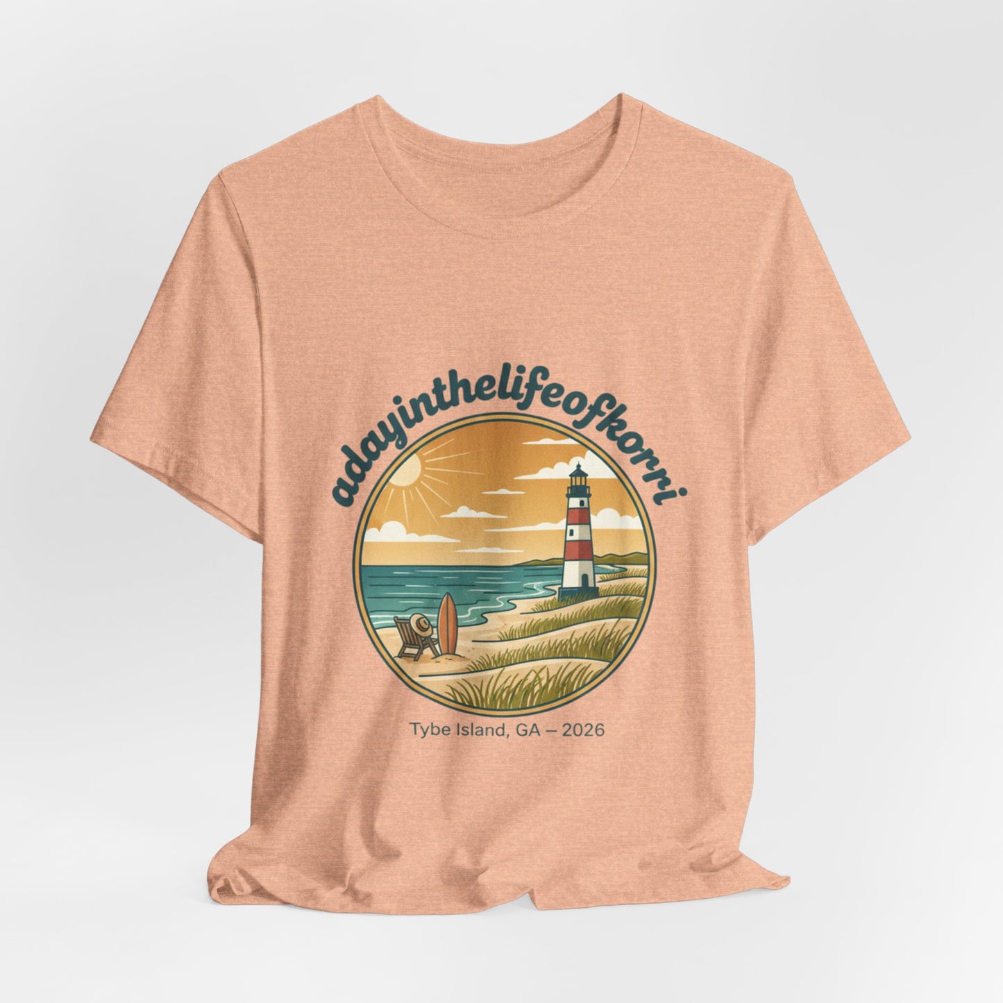 Coastal Sunset Tee — "adayinthelifeofhorry" Tybee Island Lighthouse Graphic T-Shirt