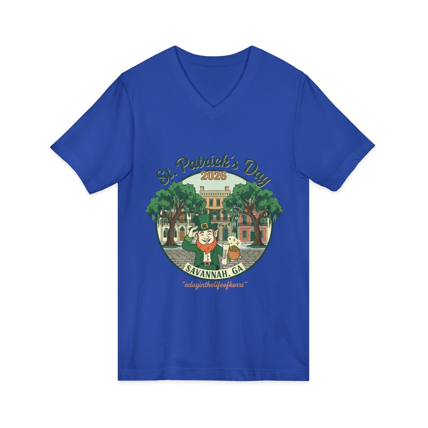St. Patrick’s Day Savannah V-Neck Tee — Cute Savannah Irish Parade Design