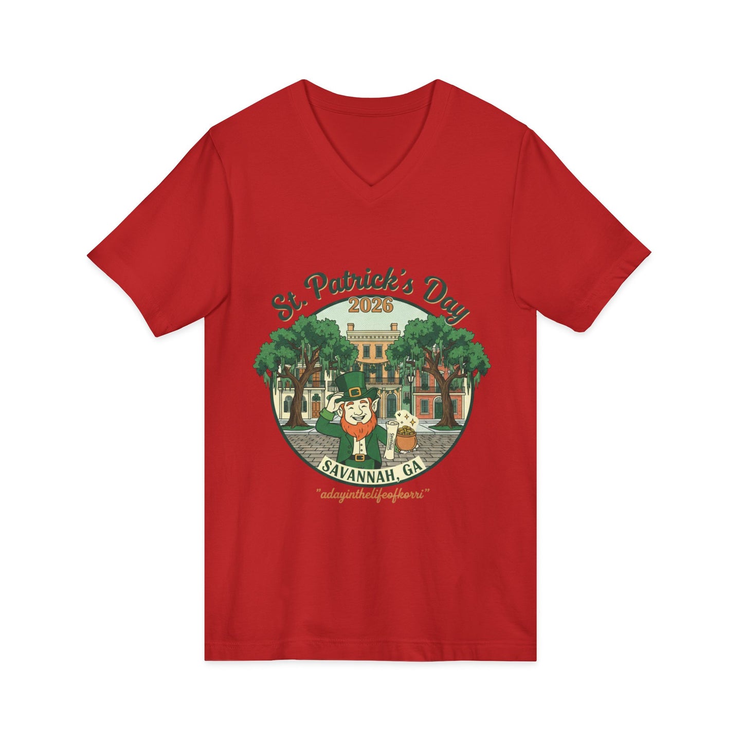 St. Patrick’s Day Savannah V-Neck Tee — Cute Savannah Irish Parade Design