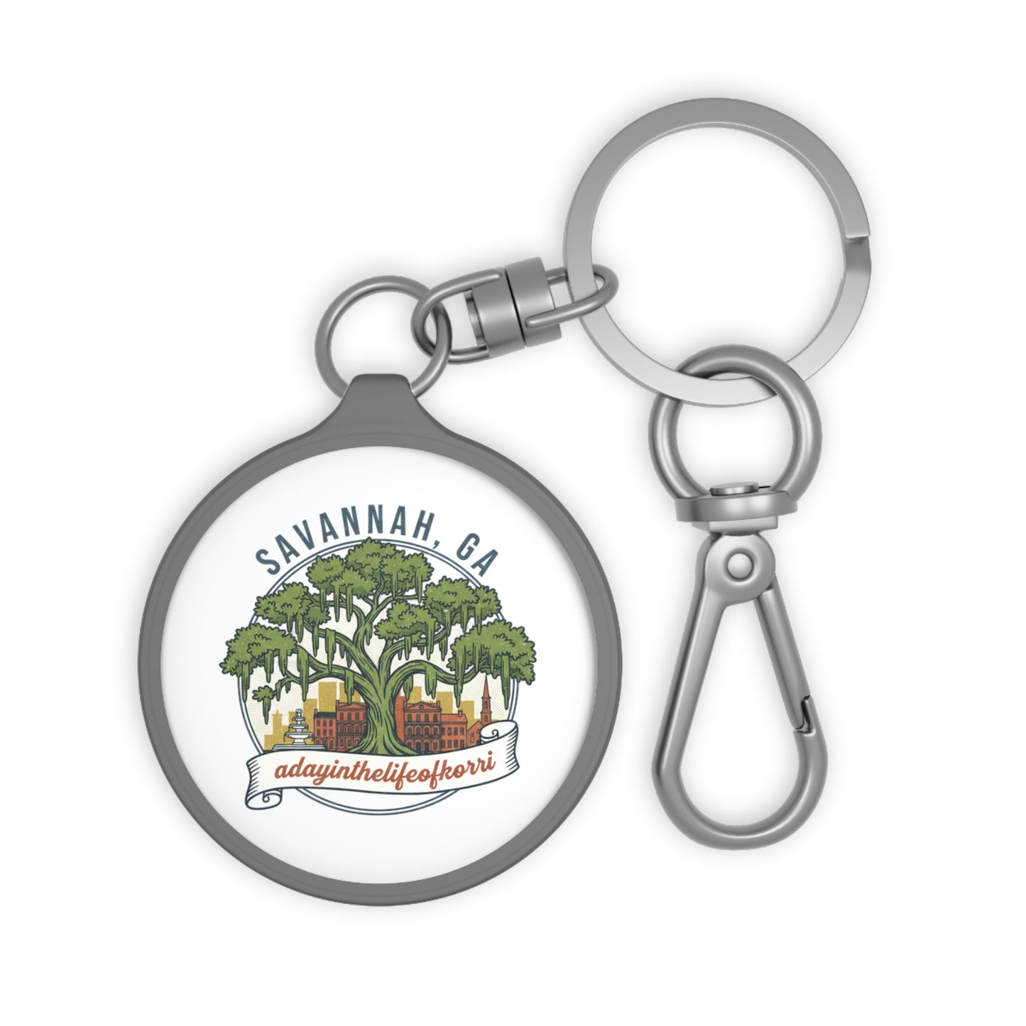 Savannah, GA Keyring Tag — "a day in the life of kvori" Souvenir Keychain