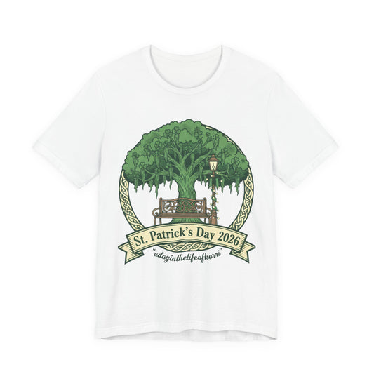 St. Patrick's Day 2026 Tee — Celtic Tree Bench Design