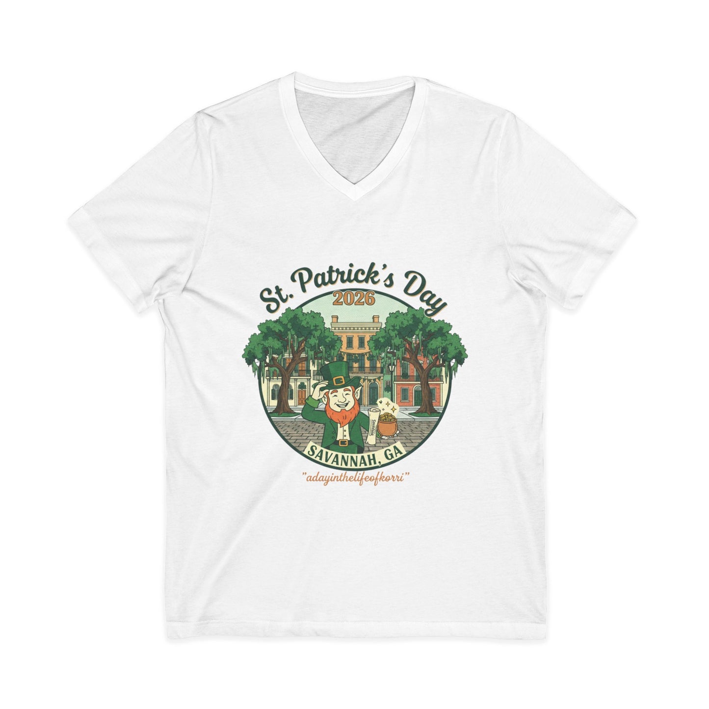St. Patrick’s Day Savannah V-Neck Tee — Cute Savannah Irish Parade Design
