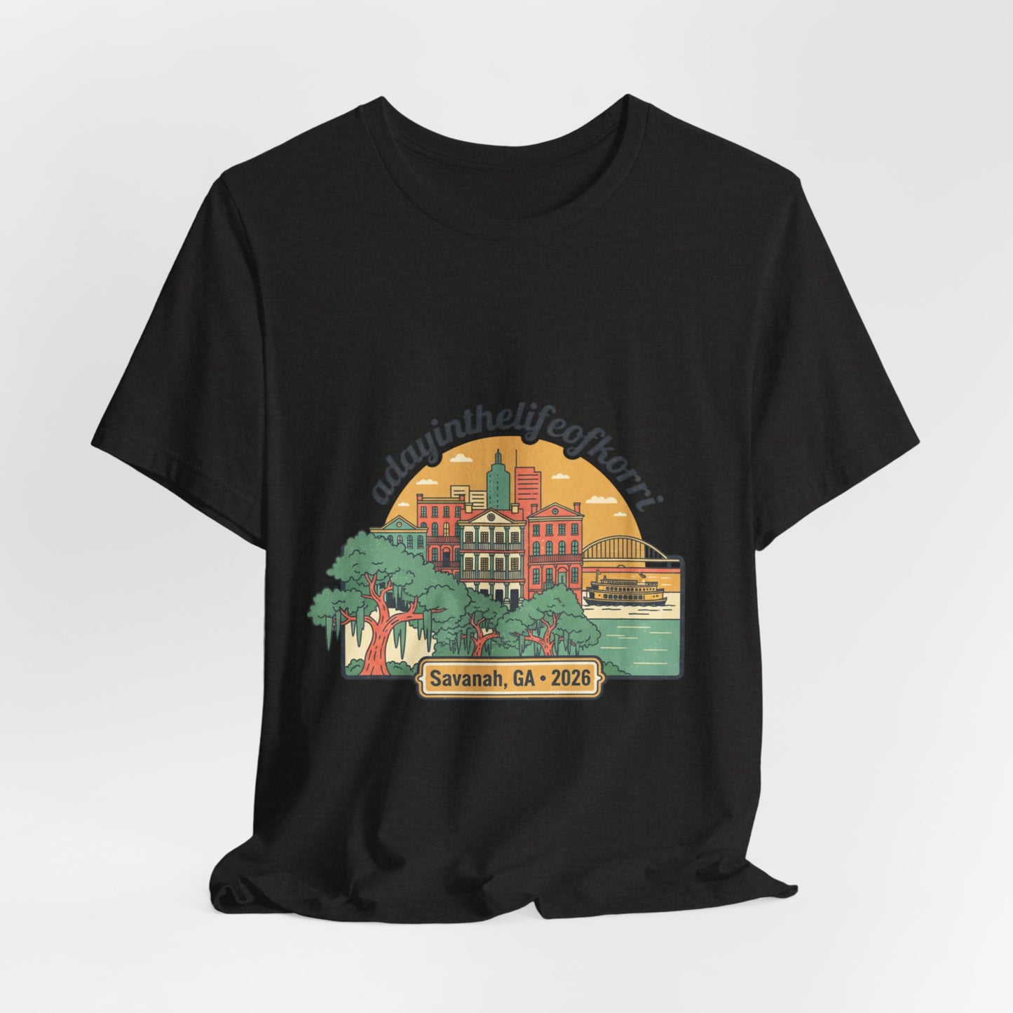 Savannah, GA 2026 Souvenir Tee — "A Day in the Life of Henri" Travel T-Shirt