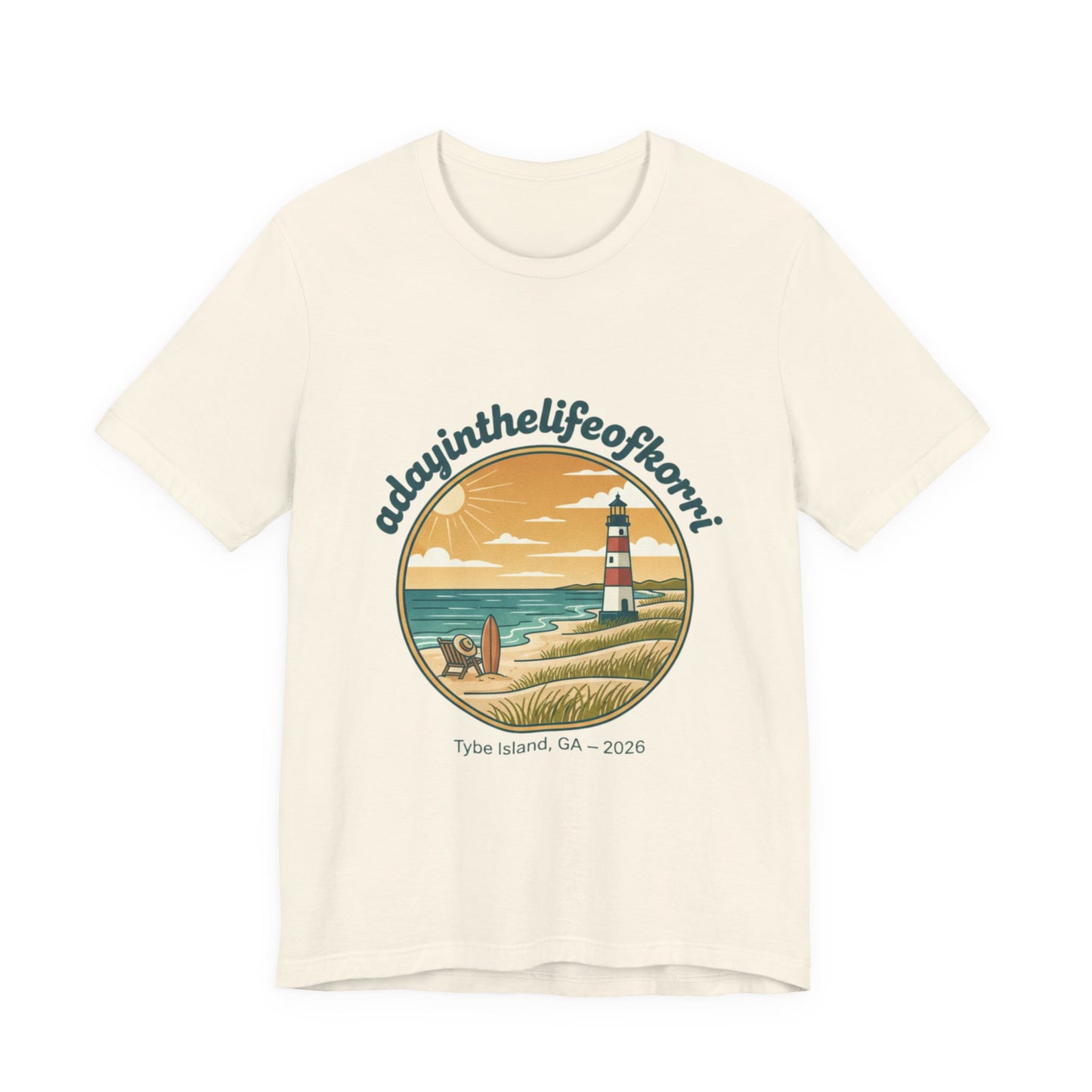 Coastal Sunset Tee — "adayinthelifeofhorry" Tybee Island Lighthouse Graphic T-Shirt