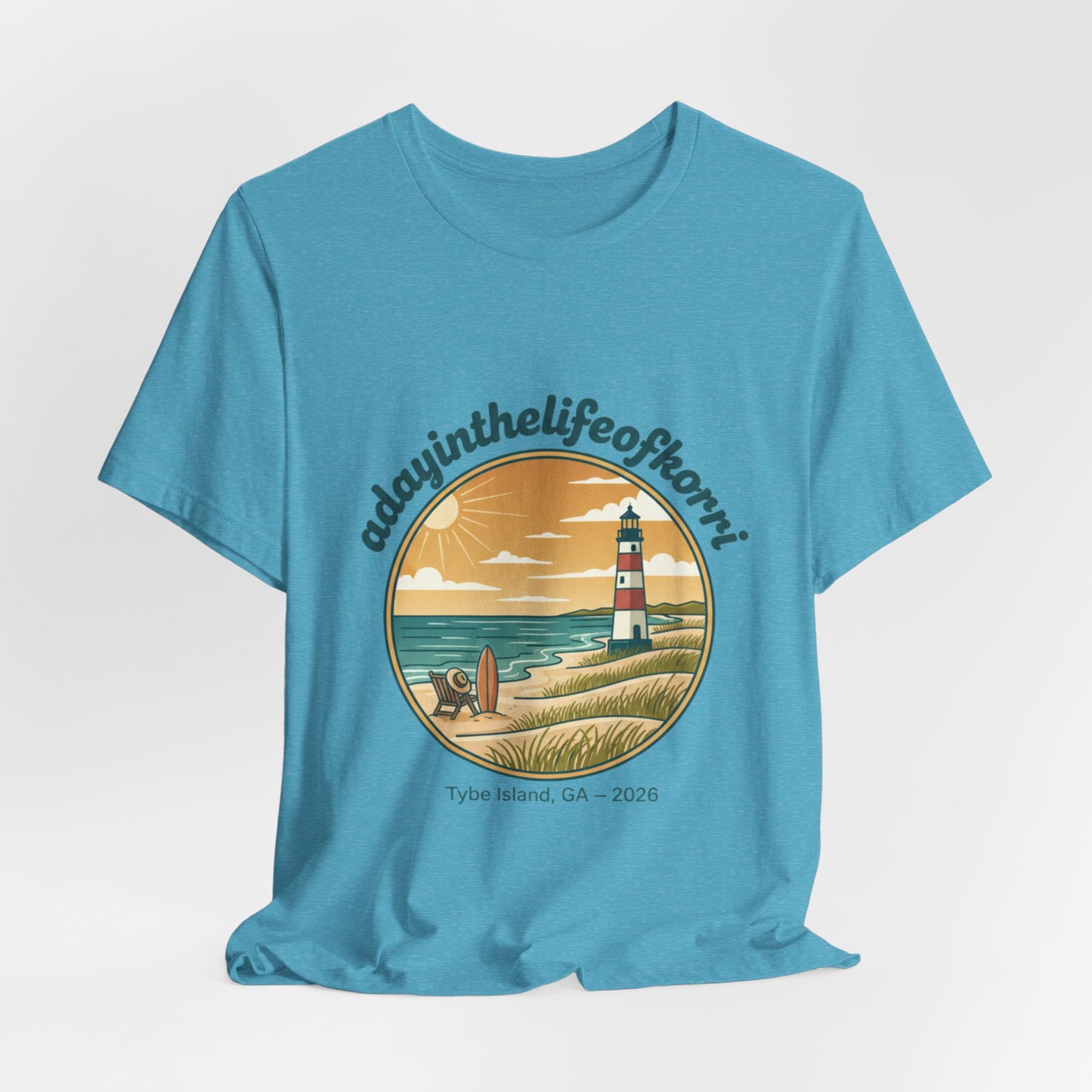 Coastal Sunset Tee — "adayinthelifeofhorry" Tybee Island Lighthouse Graphic T-Shirt