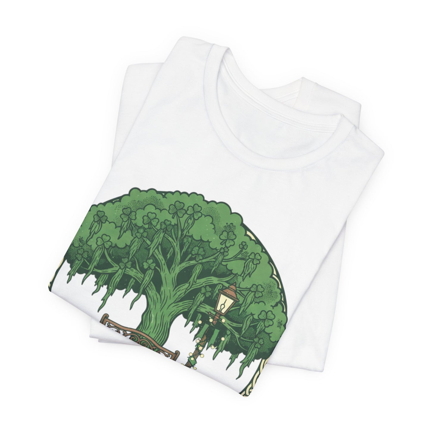 St. Patrick's Day 2026 Tee — Celtic Tree Bench Design