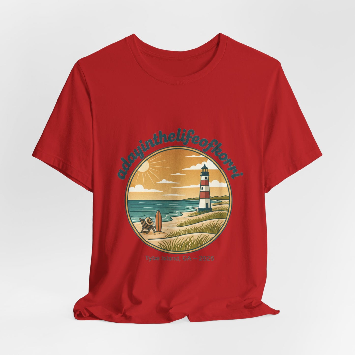 Coastal Sunset Tee — "adayinthelifeofhorry" Tybee Island Lighthouse Graphic T-Shirt