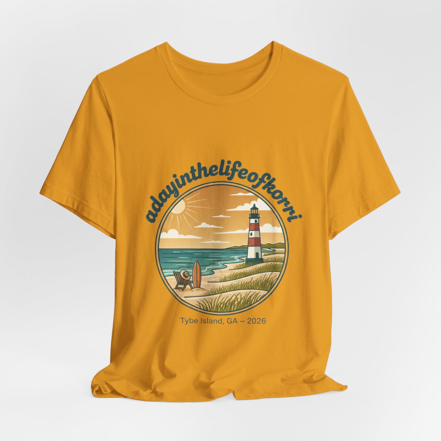 Coastal Sunset Tee — "adayinthelifeofhorry" Tybee Island Lighthouse Graphic T-Shirt
