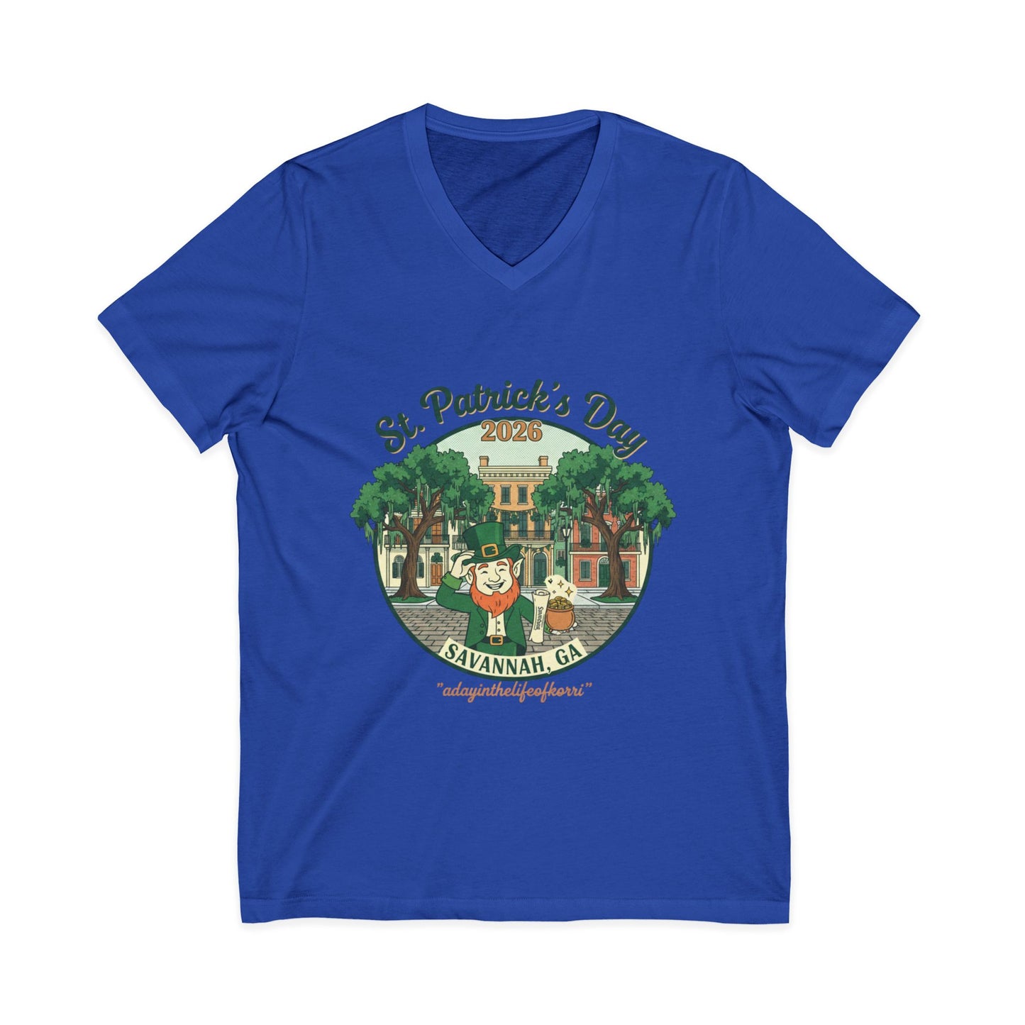 St. Patrick’s Day Savannah V-Neck Tee — Cute Savannah Irish Parade Design