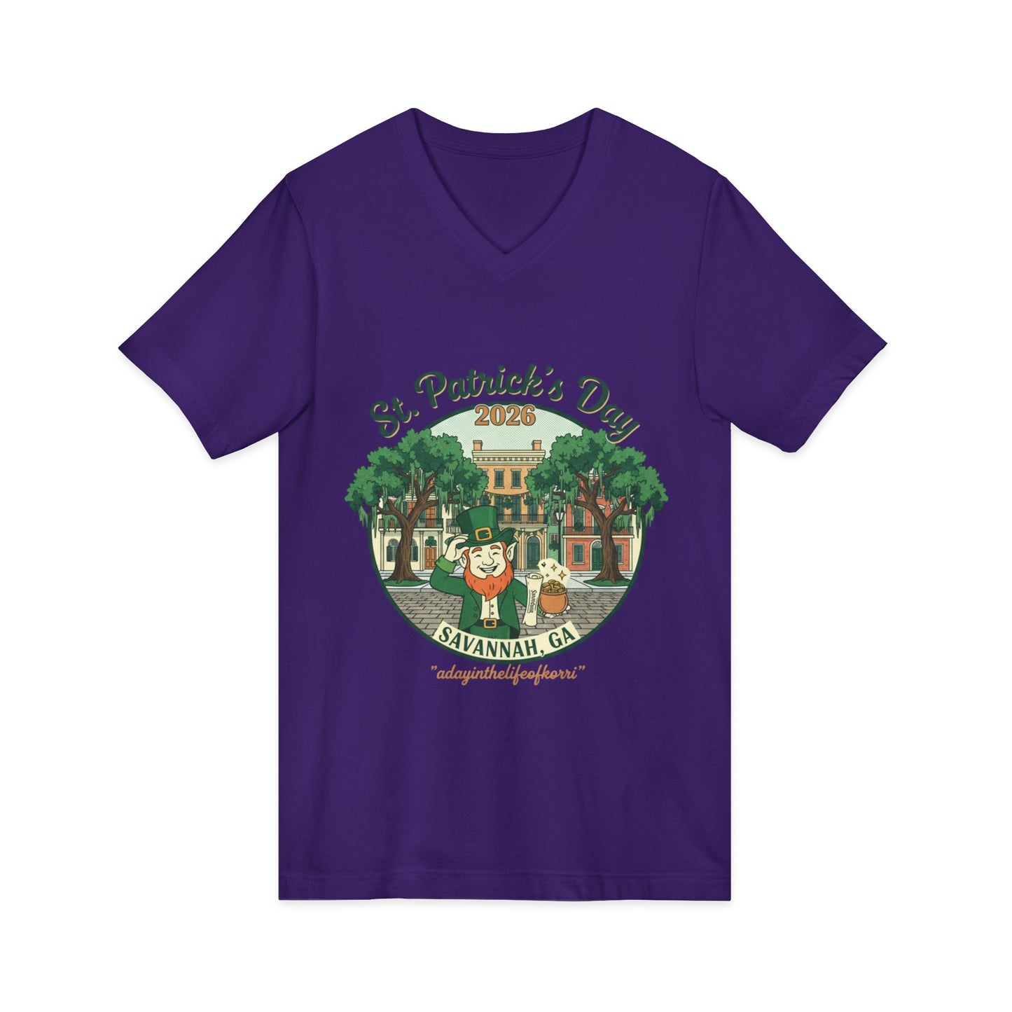 St. Patrick’s Day Savannah V-Neck Tee — Cute Savannah Irish Parade Design