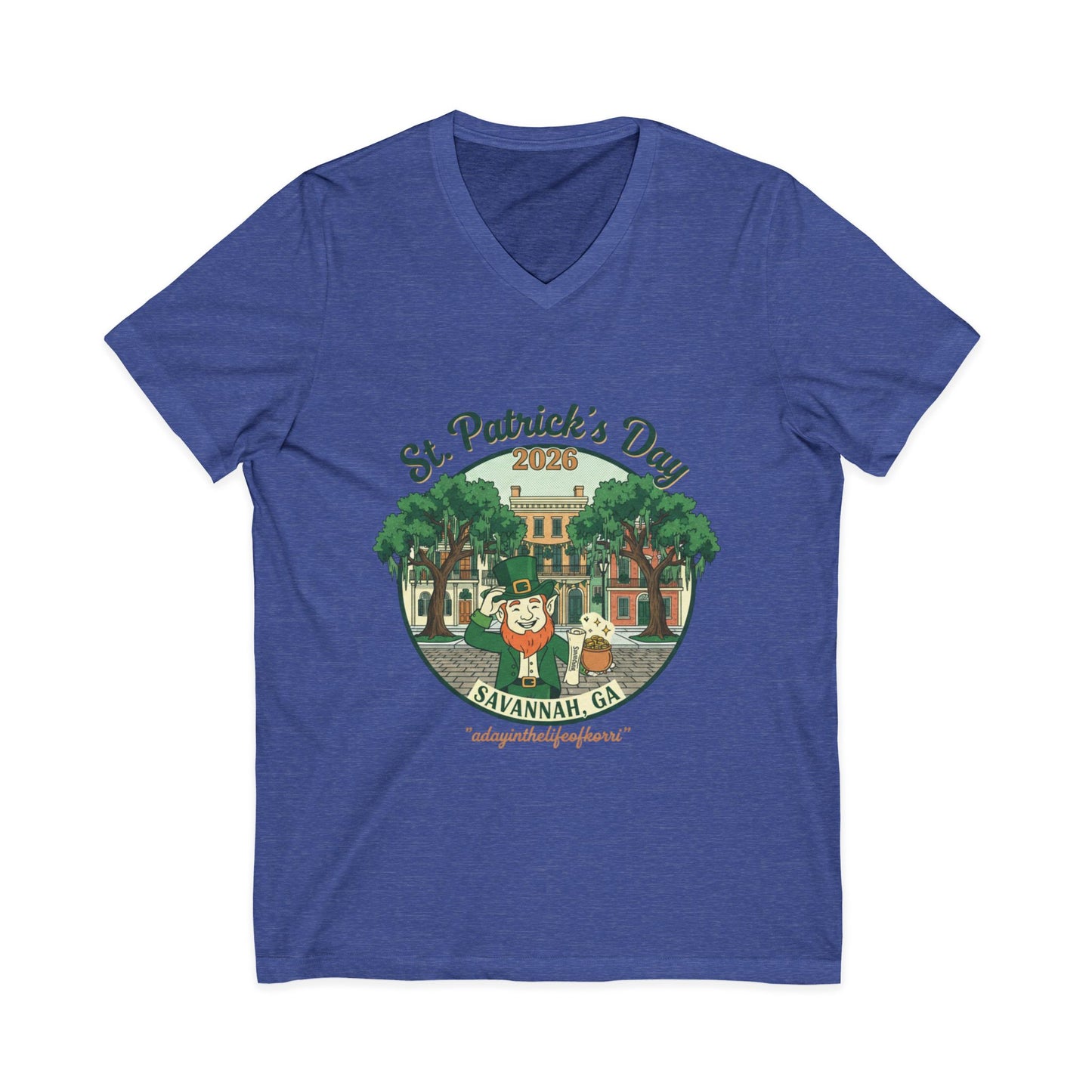 St. Patrick’s Day Savannah V-Neck Tee — Cute Savannah Irish Parade Design