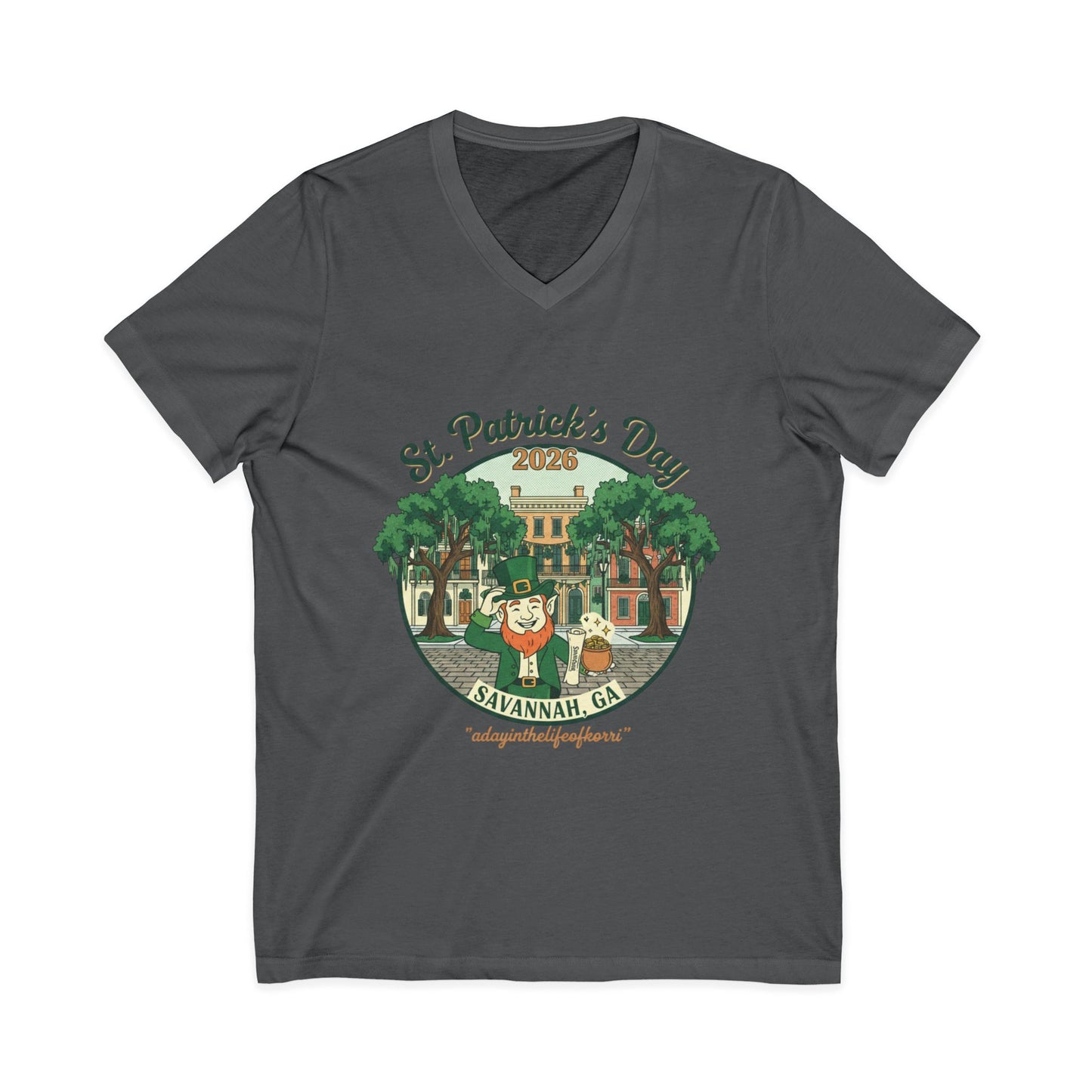 St. Patrick’s Day Savannah V-Neck Tee — Cute Savannah Irish Parade Design