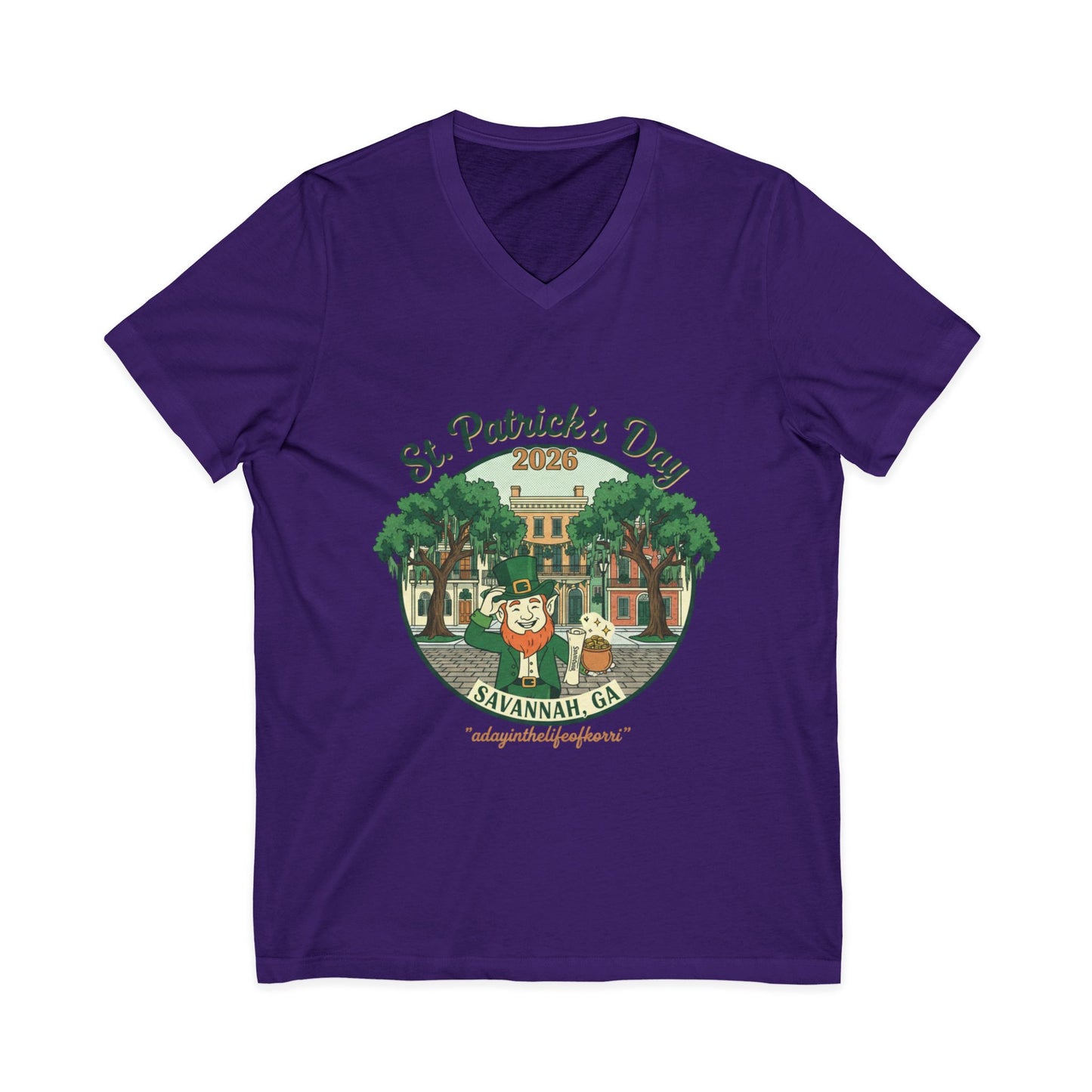 St. Patrick’s Day Savannah V-Neck Tee — Cute Savannah Irish Parade Design