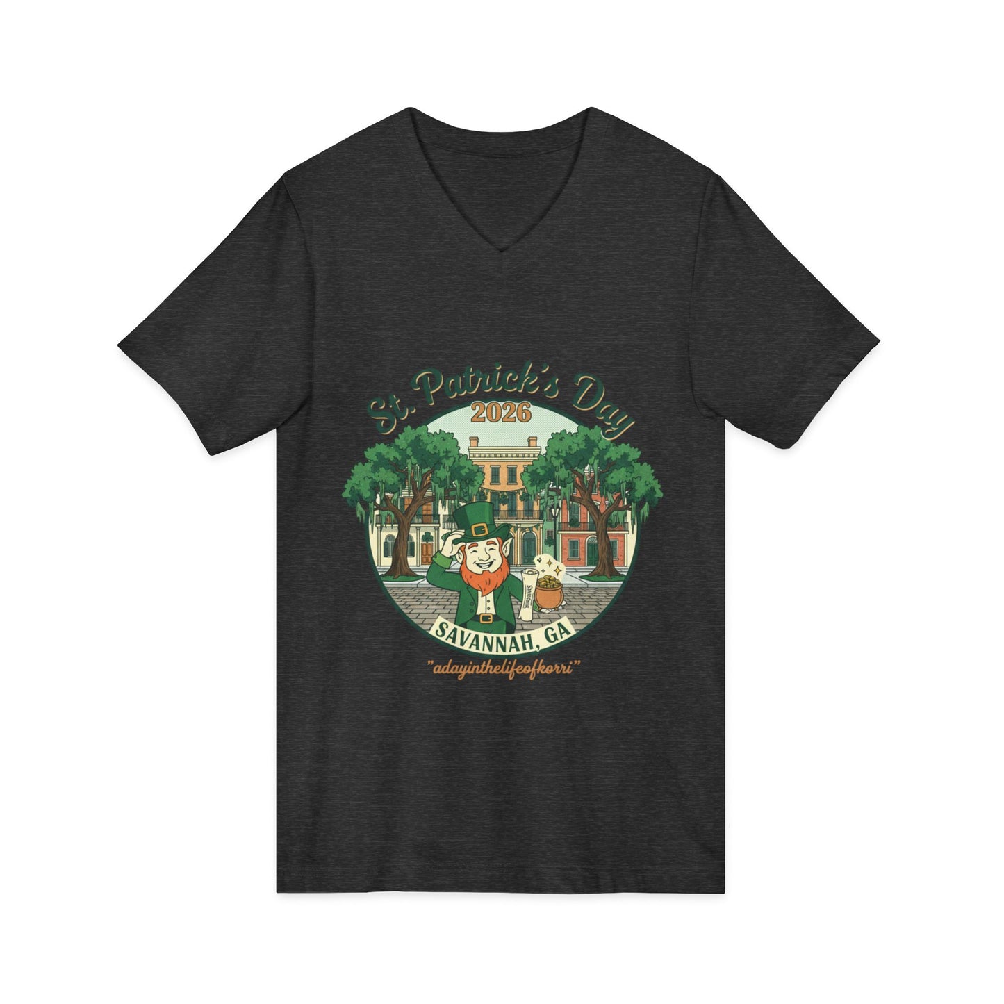 St. Patrick’s Day Savannah V-Neck Tee — Cute Savannah Irish Parade Design