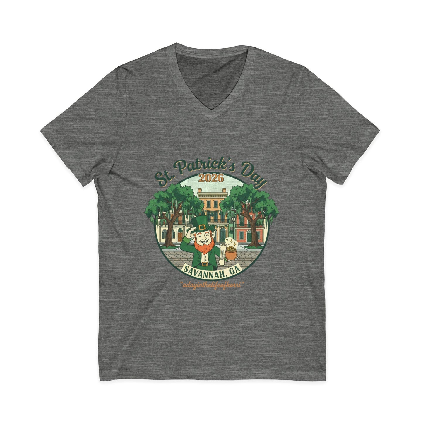 St. Patrick’s Day Savannah V-Neck Tee — Cute Savannah Irish Parade Design