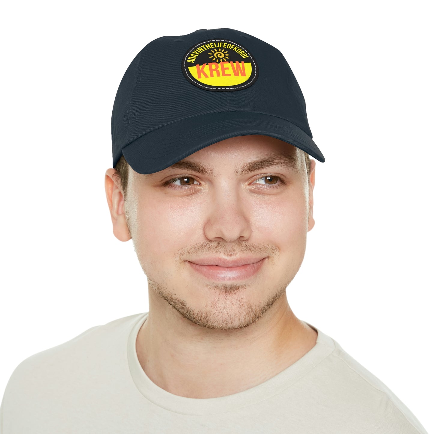 Dad Hat with Leather Patch (Round)